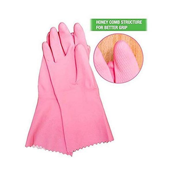 655 - Cut Glove Reusable Rubber Hand Gloves (Pink ) - 1 pc