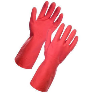 661 - Flock line Reusable Rubber Hand Gloves (Red) - 1pc