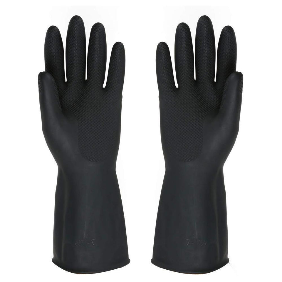 673 - Heavy Reusable Rubber Hand Gloves (Black) - 1pc