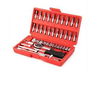 422 Socket 1/4 Inch Combination Repair Tool Kit (Red, 46 pcs)