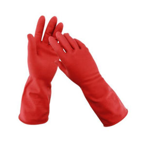 661 - Flock line Reusable Rubber Hand Gloves (Red) - 1pc