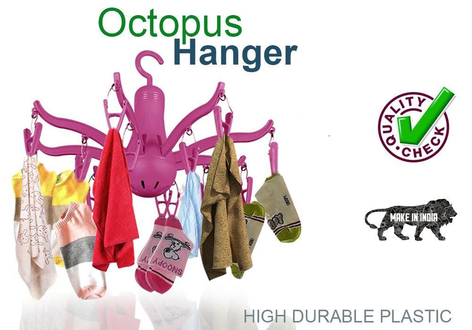 229 -8-Claw Octopus Hanging Dryer 16 Clothes pegs, Simple to fold up and Put Away