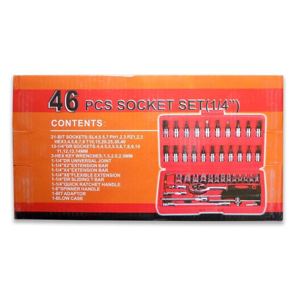 422 Socket 1/4 Inch Combination Repair Tool Kit (Red, 46 pcs)