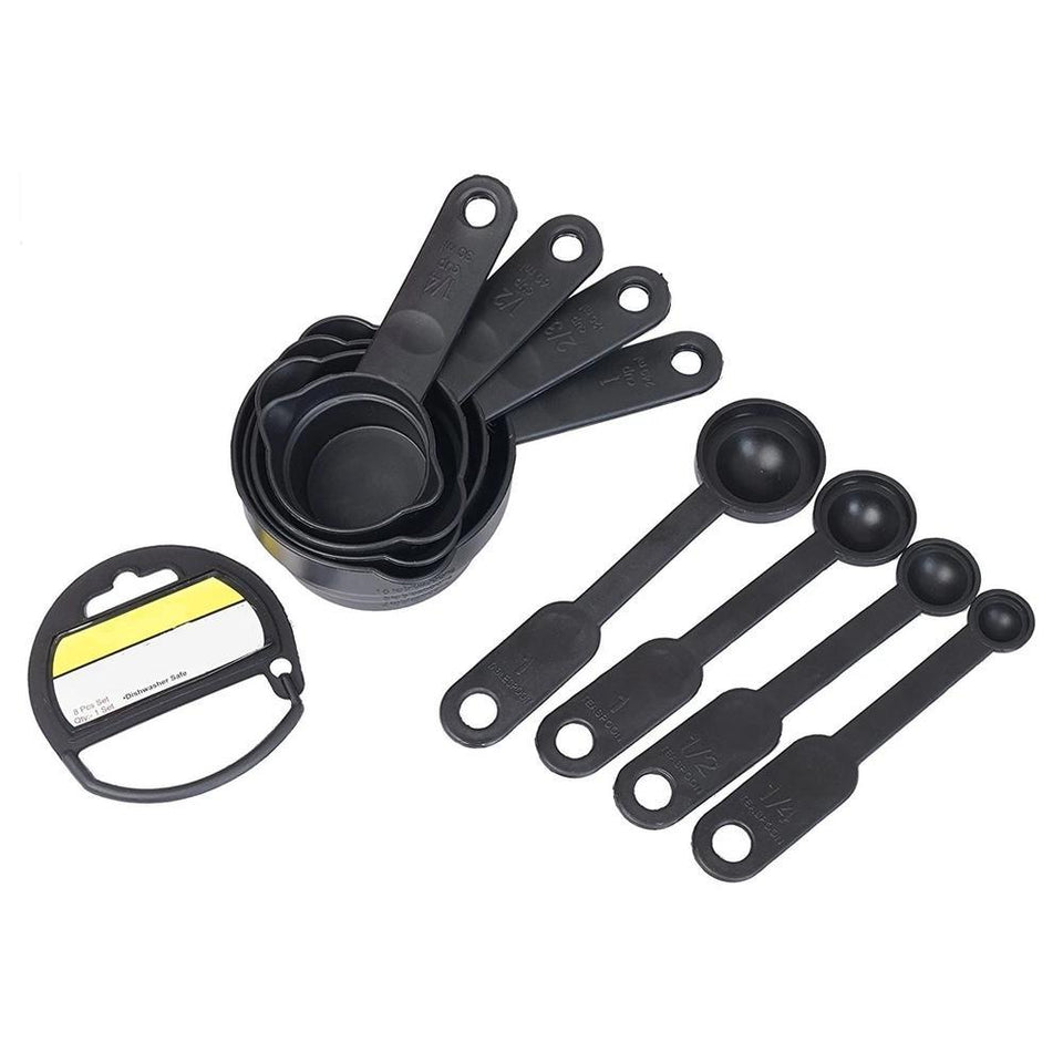 106 Plastic Measuring Cups and Spoons (8 Pcs, Black)