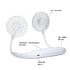 875 Portable USB Battery Rechargeable Mini Fan - Headphone Design Wearable Neckband Fan