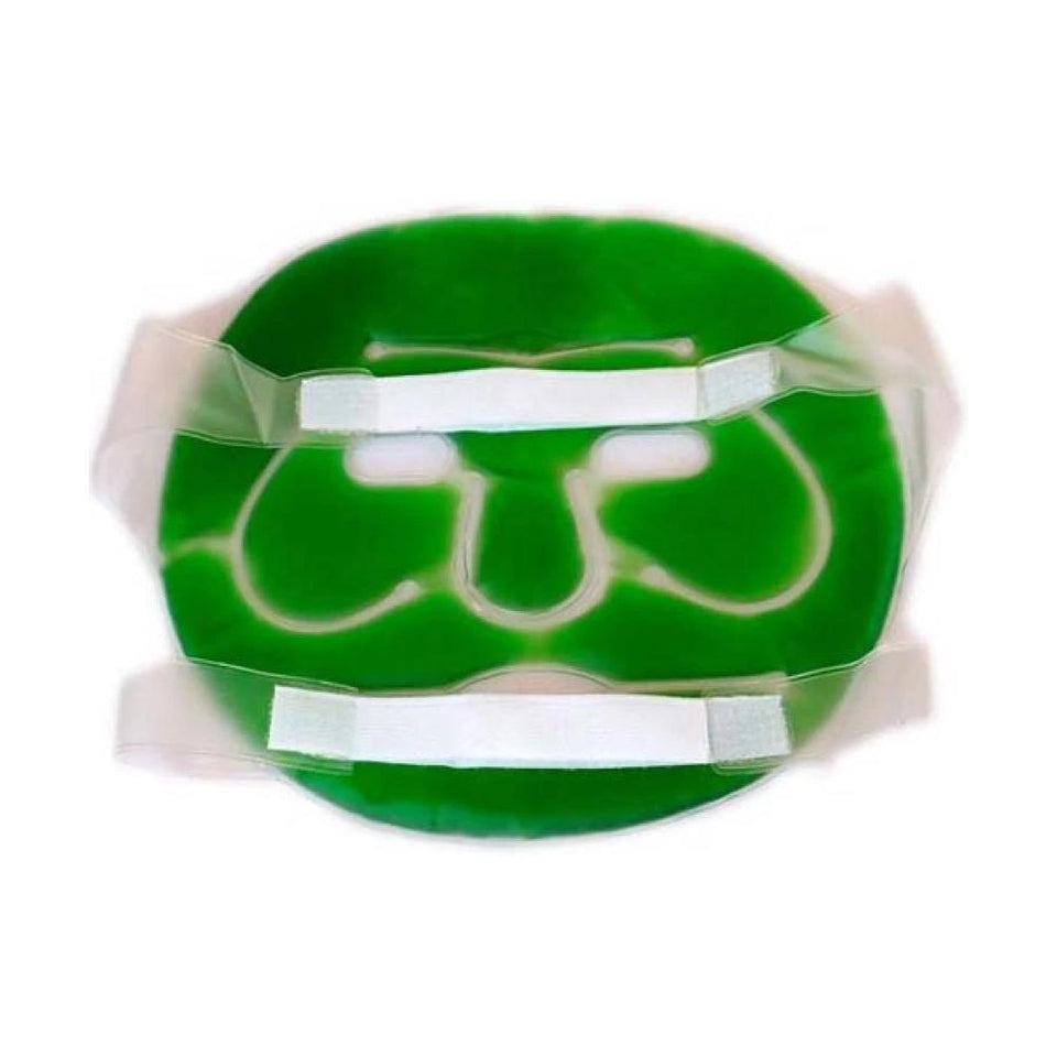 402 Plastic Reusable Anti Stress Cooling Gel Face Mask with Strap-on Velcro (Green)