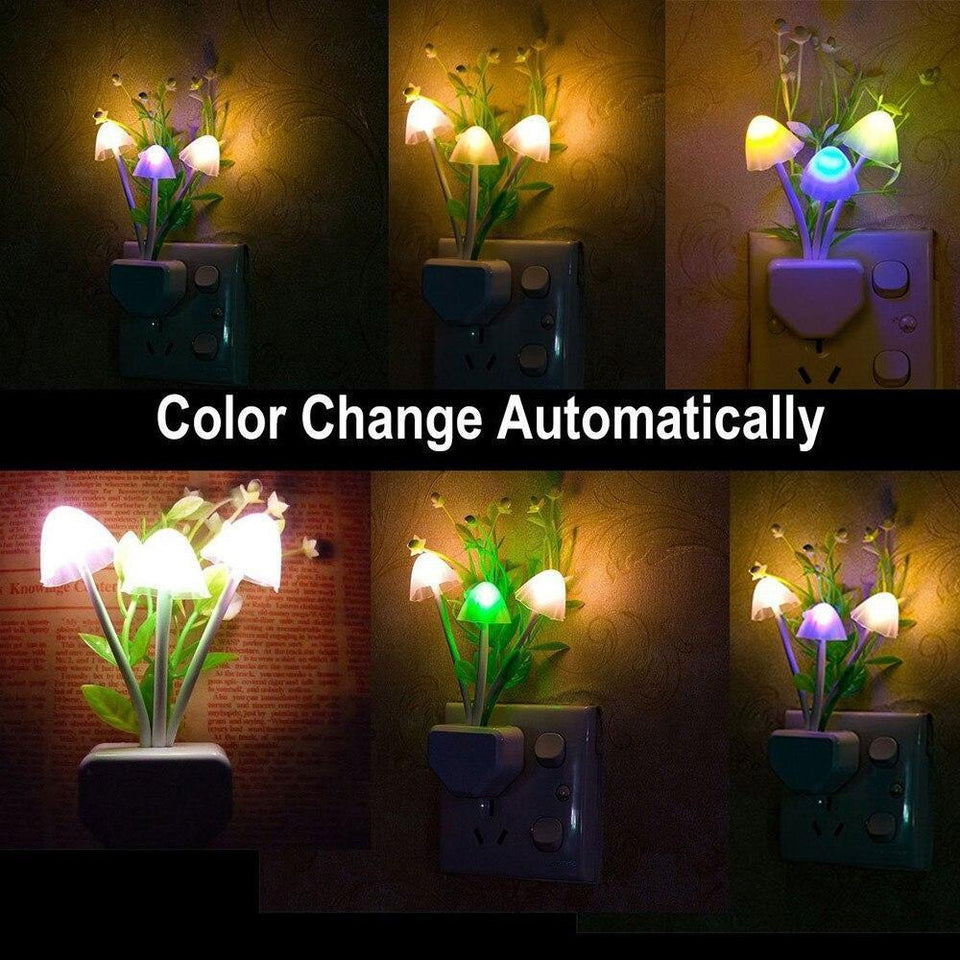 206 Night Lamps White Flower Pot Color Changing Light & Mushrooms Light Sensor LED Decorative Night Lamp Night Lamp