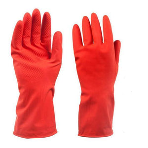 661 - Flock line Reusable Rubber Hand Gloves (Red) - 1pc