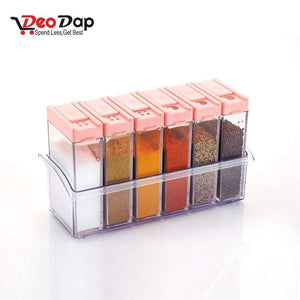 122 Plastic Spice Jars (6 pcs, 14x22x8cm, Multicolour)