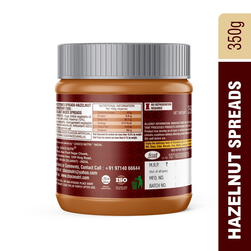 054 Chocotown Chocolate Spreads - Premium Hazelnuts Spreads - 350 gm