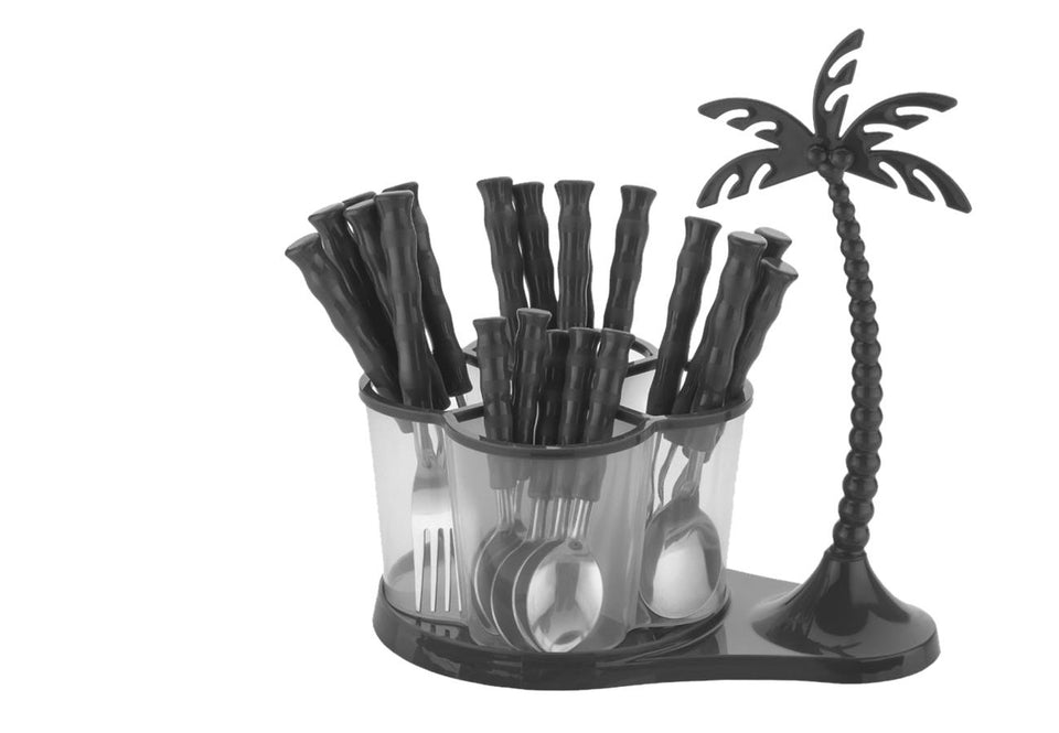 111 Dining/Cutlery Set with Coconut Tree Design stand(24pcs)