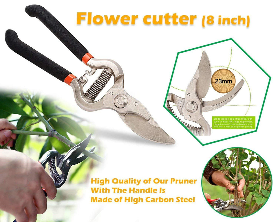 VaCalvers Gardening Tools - Water Lever Spray Gun | Cultivator, Small Trowel, Garden Fork | Pressure Garden Spray Bottle | Falcon Gloves | Garden Shears Pruners Scissor (8-inch)