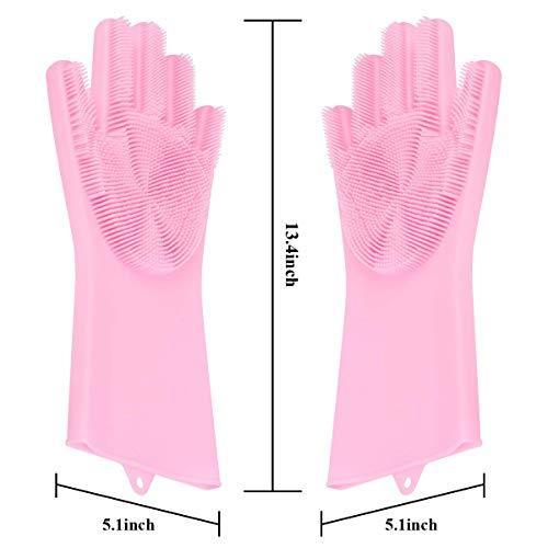 714 Reusable Silicone Cleaning Brush Scrubber Gloves (Multicolor)