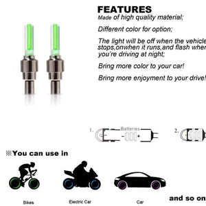 543 LED Flash Light lamp tyre Wheel Valve Sealing caps