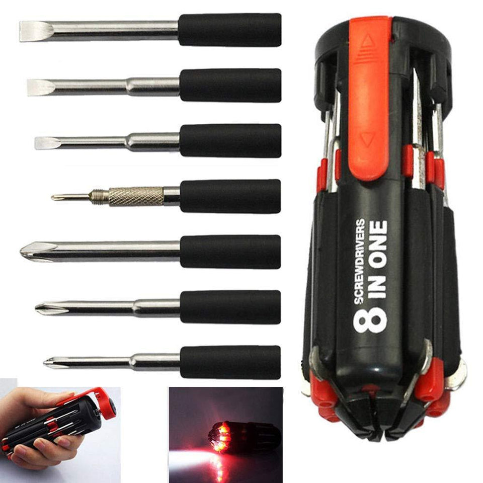 427 -8 in 1 Multi-Function Screwdriver Kit with LED Portable Torch