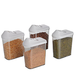 096 Plastic Easy Flow Storage Jar with Lid (750ml, Set of 6)