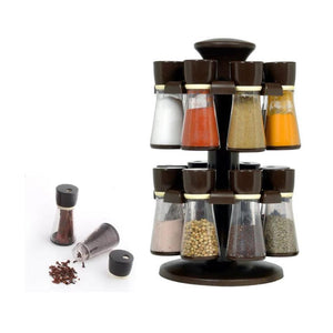 103 Revolving Plastic Spice Rack Masala Organiser (16 Pcs)