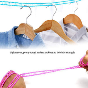588 Nylon Clothesline, Windproof Anti-Slip Hanger Stop Rope with 2 Hooks (4 Meters)