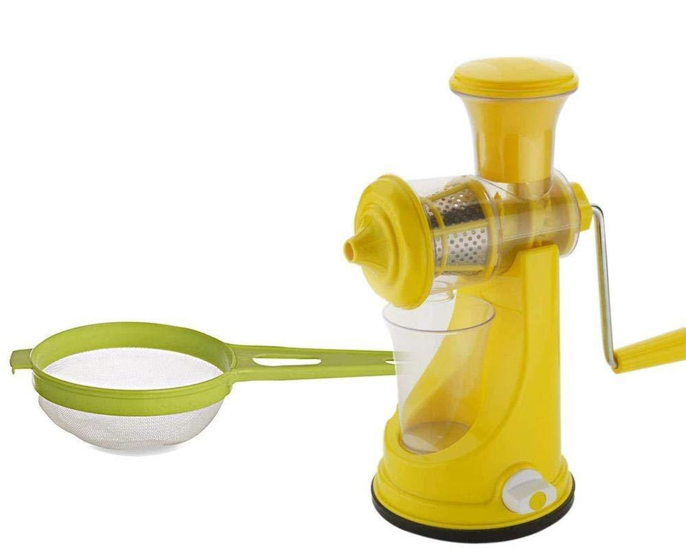 VaCalvers Kitchen combo -Manual Fruit Juicer with Plastic Big Tea Strainer Sieve