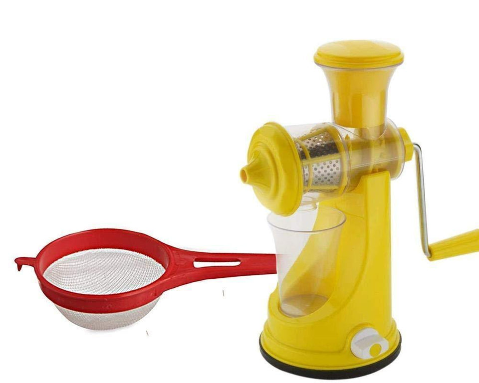 VaCalvers Kitchen combo -Manual Fruit Juicer with Plastic Small Tea Strainer Sieve