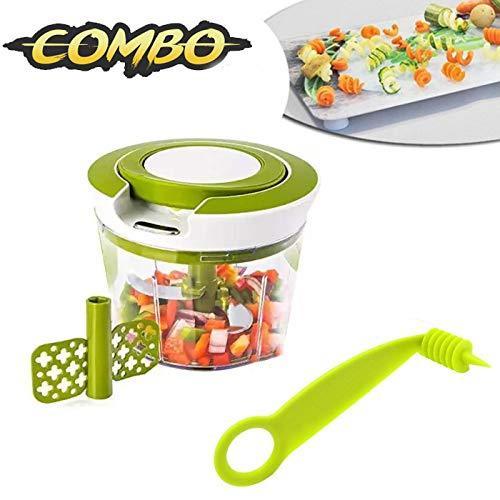 VaCalvers Kitchen combo - Manual 2 in 1 Handy smart chopper for Vegetable Fruits with spiral cutter