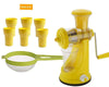 VaCalvers Kitchen combo -Manual Fruit Juicer with Plastic Big Tea Strainer Sieve &  6pcs Plastic Juice Drinking Glasses