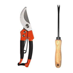 VaCalvers Gardening Combo - Tiger Garden Shears Pruners Scissor & & Hand Weeder Straight