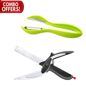 VaCalvers Kitchen combo - 2 in 1 Vegetable & Fruit Chopper (Clever Cutter) &  Dual Sided Fruit Vegetables Peeler