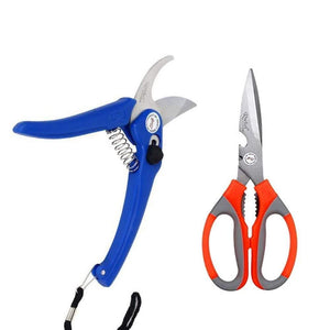 VaCalvers Gardening Combo - Flower Cutter (Hedge Shears) & Household/Garden Scissor