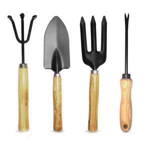 VaCalvers Gardening Tools kit Hand Cultivator, Small Trowel, Garden Fork (Set of 4)