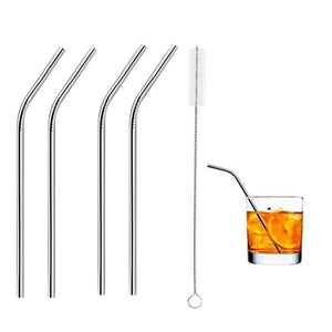 VaCalvers Food Grade Silicone Straws(4pc), Stainless Steel Straws(4pc) & Straw Cleaning Brush(2pc)