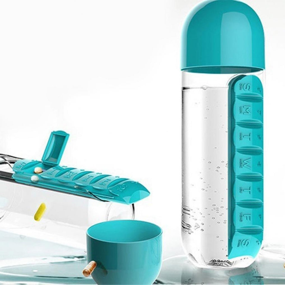 365 -7 Days Pill Tablet Medicine Organizer with Water Bottle 600ml