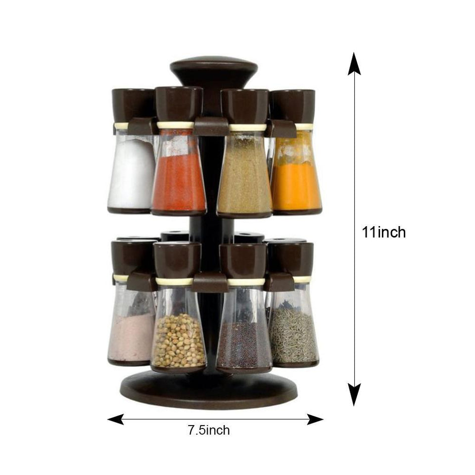 103 Revolving Plastic Spice Rack Masala Organiser (16 Pcs)