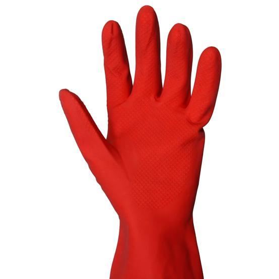 661 - Flock line Reusable Rubber Hand Gloves (Red) - 1pc