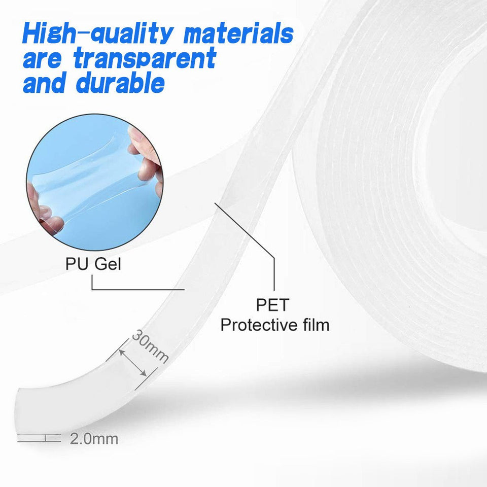 881  Double Sided Nano Adhesive Tape, 5 miter Washable Traceless Nano Gel Tape, Multipurpose