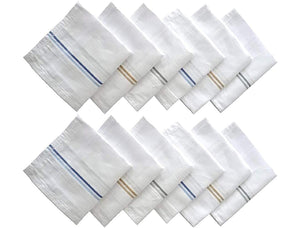 595 Men's Cotton Handkerchief (White, 12 pcs)