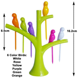 VaCalvers Fancy Bird Table Fork with Stand for Eating Fruits - Pack of 6