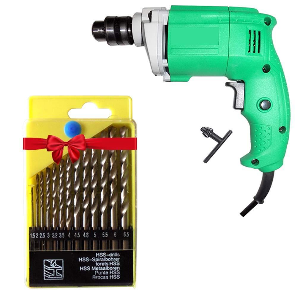 VaCalvers Power Tools 10MM - 450W, 2600 Rpm, 220V- 50Hz Electric Drill Machine with 13 Pieces Bits Set