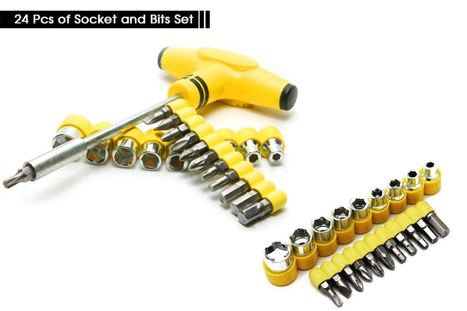 VaCalvers Professional Tools- 16 pcs Heavy Duty Hole Saw Cutter Set Cutting Tool with 24 pcs Tspanner Socket Set