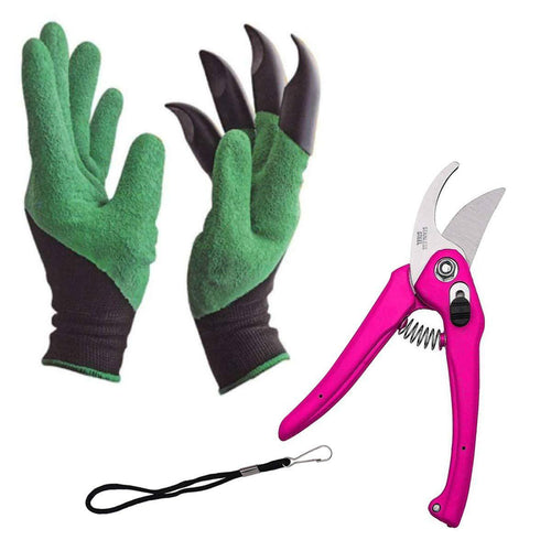 VaCalvers Gardening Tools - Garden Gloves with Claws for Digging and Planting, 1 Pair Ergonomic Grip, Incredibly Sharp Secateurs