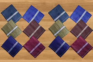 594 Men's Cotton Handkerchief (Multicolor, 12 pcs)