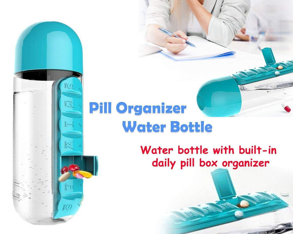 365 -7 Days Pill Tablet Medicine Organizer with Water Bottle 600ml