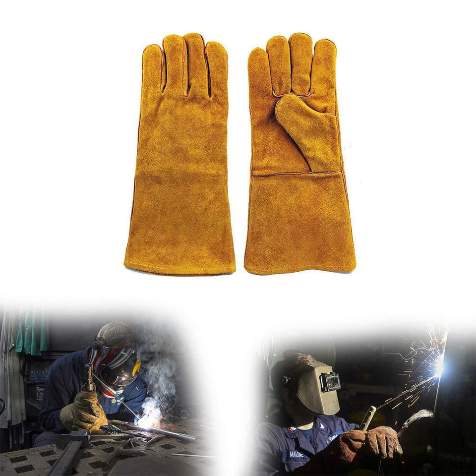 VaCalvers Dark Poly-carbonated Lens Welding Goggles and Heat Resistant Welding Work Gloves