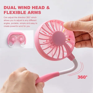 875 Portable USB Battery Rechargeable Mini Fan - Headphone Design Wearable Neckband Fan