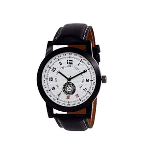 wt1008- Unique & Premium Analogue Watch White Print Multi colour Dial Leather Strap (Watch_8)